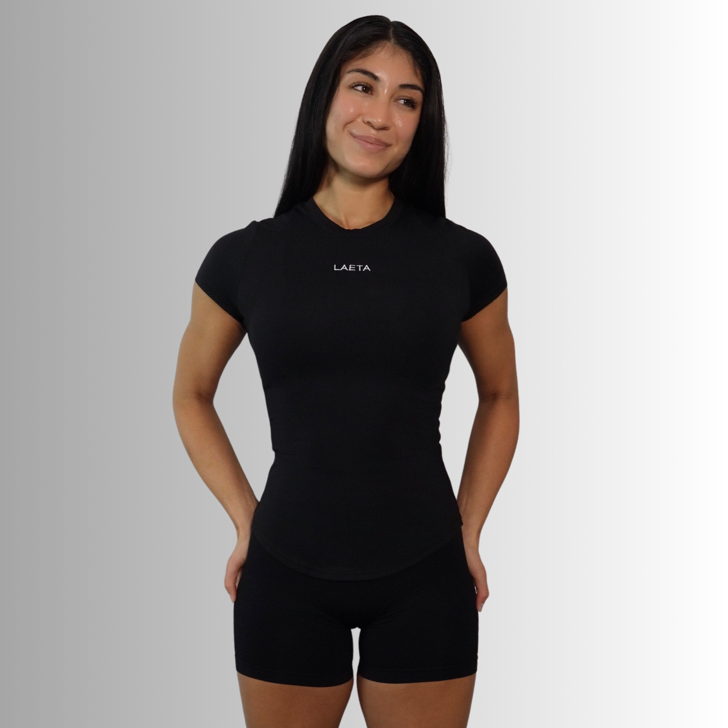 Jet Black Enhance Fitted Top